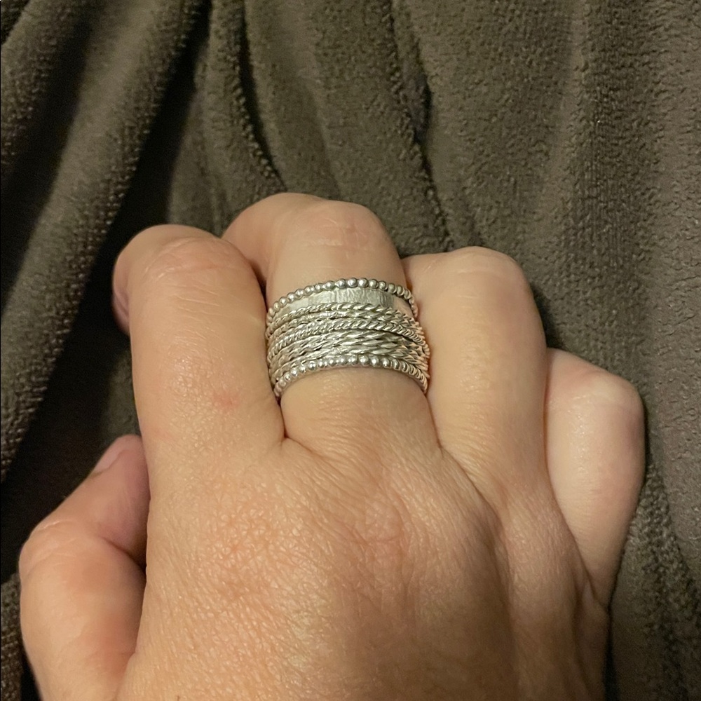 Elegant Silver Stacked Spinner Ring